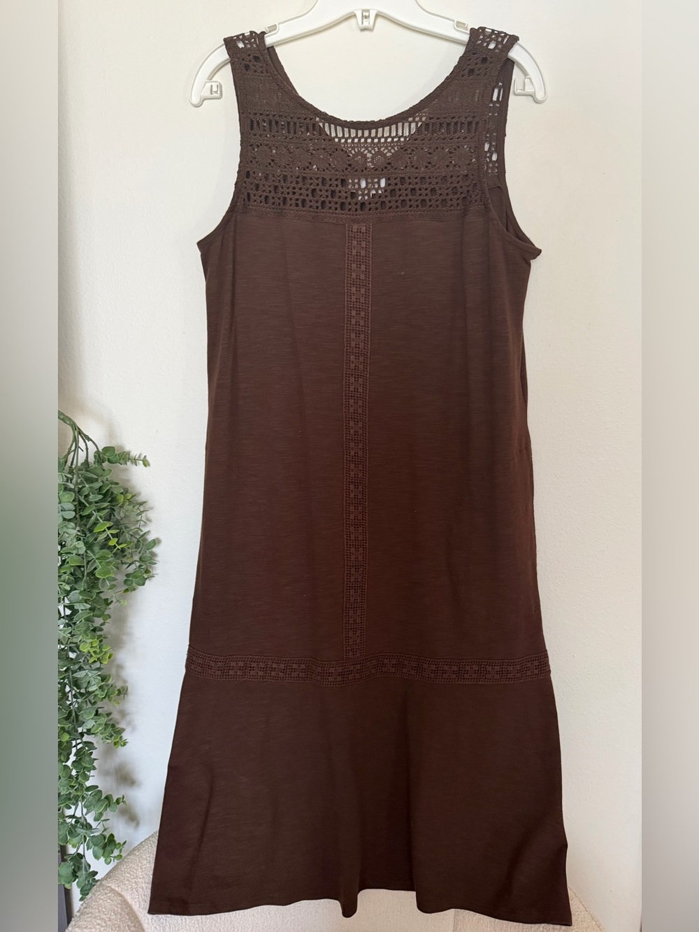 Comfy knit dress crochet bodice